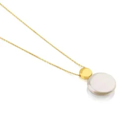Alecia Necklace in Gold with Pearl.