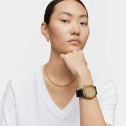 Analog Watch with black silicone strap and gold-colored IP steel case TOUS Now