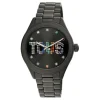 Analogue watch with black IP steel wristband and crystals T-Logo