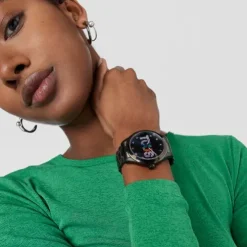 Analogue watch with black IP steel wristband and crystals T-Logo