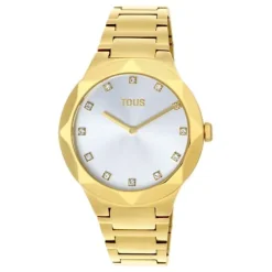 Analogue watch with gold-colored IPG steel wristband Karat Round