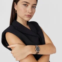 Analogue watch with gray-colored IP steel and pink-colored IPRG steel wristband S-Band