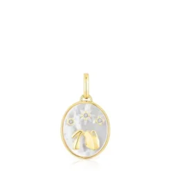 Aquarius Pendant in silver vermeil with mother-of-pearl and topazes TOUS Horoscope
