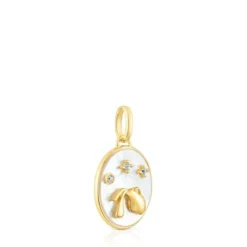 Aquarius Pendant in silver vermeil with mother-of-pearl and topazes TOUS Horoscope