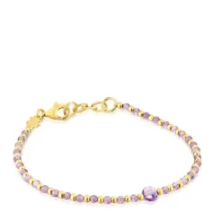 Ball Bracelet with 18kt gold plating over silver and amethyst Basic Colors