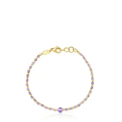 Ball Bracelet with 18kt gold plating over silver and amethyst Basic Colors