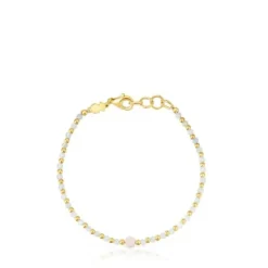 Ball Bracelet with 18kt gold plating over silver, beryllium and morganite Basic Colors