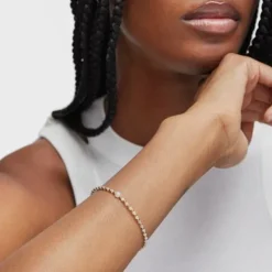 Ball Bracelet with 18kt gold plating over silver, beryllium and morganite Basic Colors