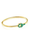 Bangle with 18kt gold plating over silver and green motif TOUS MANIFESTO