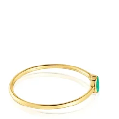 Bangle with 18kt gold plating over silver and green motif TOUS MANIFESTO