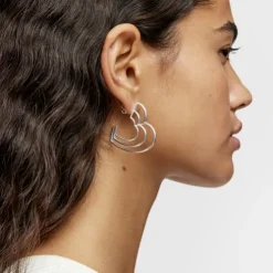 Bickie triple heart silver Eearrings