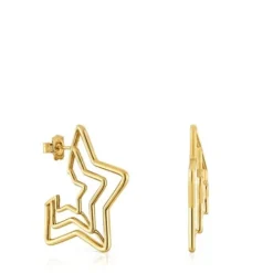 Bickie triple star Earrings with 18 kt gold plating over silver