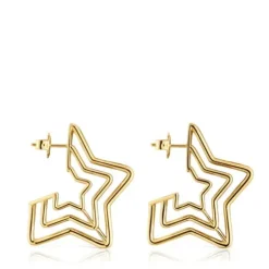 Bickie triple star Earrings with 18 kt gold plating over silver