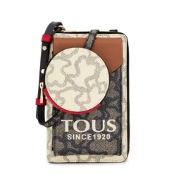 Black and beige Kaos Icon hanging phone pouch with wallet