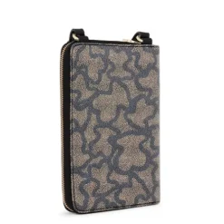 Black and beige Kaos Icon hanging phone pouch with wallet