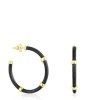 Black and silver vermeil St. Tropez Caucho Hoop earrings