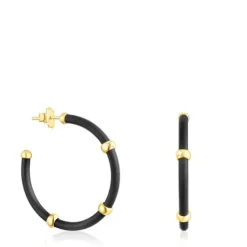Black and silver vermeil St. Tropez Caucho Hoop earrings