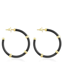 Black and silver vermeil St. Tropez Caucho Hoop earrings