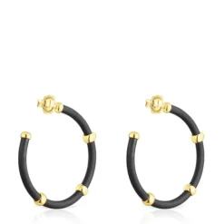 Black and silver vermeil St. Tropez Caucho Hoop earrings