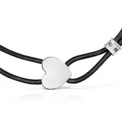 Black elastic Sweet Dolls Bracelet with silver heart