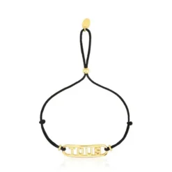 Black nylon Bracelet with silver vermeil Logo