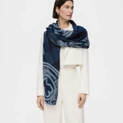 Blue jacquard Kaos Mini Stamp Foulard