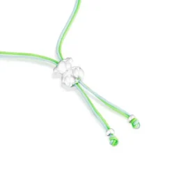 Bold Bear Bracelet with green and blue cord and a silver bear