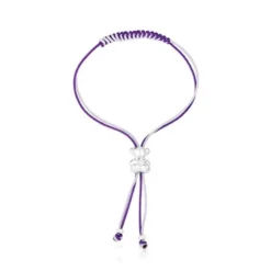 Bold Bear Bracelet with lilac and mauve cord and a silver bear
