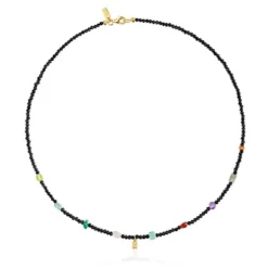 Bold Bear Choker with 18kt gold plating over silver, onyx, gemstones