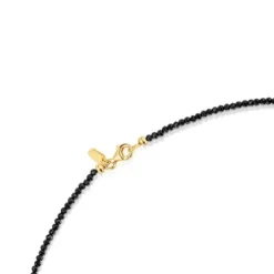 Bold Bear Choker with 18kt gold plating over silver, onyx, gemstones