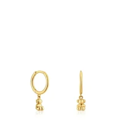 Bold Bear Gold and bear charm Hoop earrings