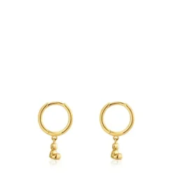 Bold Bear Gold and bear charm Hoop earrings