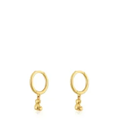 Bold Bear Gold and bear charm Hoop earrings