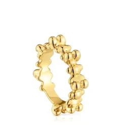 Bold Bear medium Ring with 18kt gold plating over silver and bear motifs