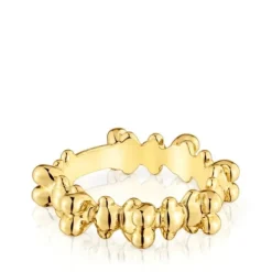 Bold Bear medium Ring with 18kt gold plating over silver and bear motifs