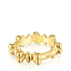 Bold Bear medium Ring with 18kt gold plating over silver and bear motifs