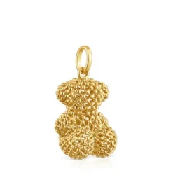 Bold Bear 22 mm medium texturized bear Pendant with 18kt gold plating over silver