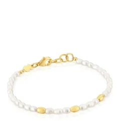 Bracelet with cultured pearls and 18kt gold plating over silver and Gloss