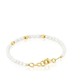 Bracelet with cultured pearls and 18kt gold plating over silver and Gloss