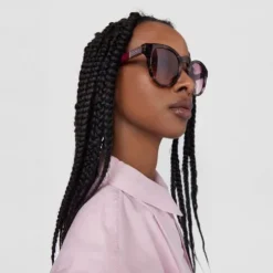Burgundy-colored Sunglasses Round Mesh