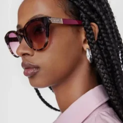 Burgundy-colored Sunglasses Round Mesh