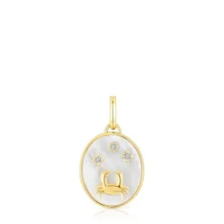 Cancer Pendant in silver vermeil with mother-of-pearl and topazes TOUS Horoscope