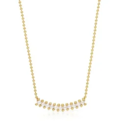 Choker with 18kt gold plating over silver and cultured pearls Gloss
