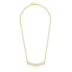 Choker with 18kt gold plating over silver and cultured pearls Gloss