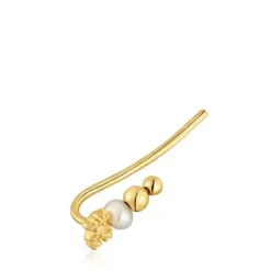 Climber Earring with 18kt gold plating over silver and cultured pearl TOUS Grain