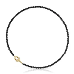 50 cm Necklace with 18kt gold plating over silver and onyx TOUS MANIFESTO