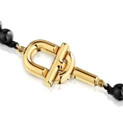 50 cm Necklace with 18kt gold plating over silver and onyx TOUS MANIFESTO