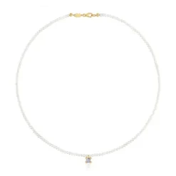 Cultured pearl, gold and tanzanite Choker Color Pills