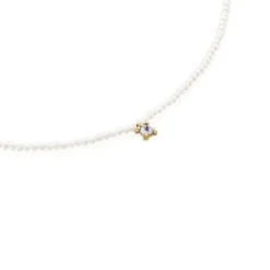 Cultured pearl, gold and tanzanite Choker Color Pills