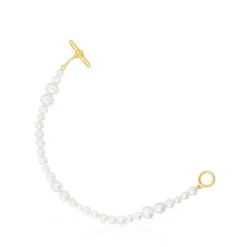 Cultured pearl Lure Bracelet with silver vermeil